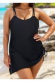 Black Ruched Tie Side Women One Piece Swimsuit