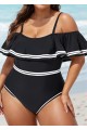 Plus Size Off Shoulder Ruffles Women One Piece Swimsuit