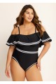 Plus Size Off Shoulder Ruffles Women One Piece Swimsuit