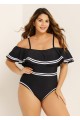 Plus Size Off Shoulder Ruffles Women One Piece Swimsuit