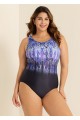 High Neck Wide Straps Women One Piece Swimsuit