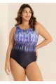 High Neck Wide Straps Women One Piece Swimsuit