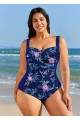 Curvy Purple Floral Tummy Control Bathing Suits One Piece Swimsuit