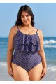 Navy Scoopneck Dot Layered One Piece Swimsuit