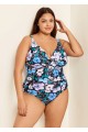 Plus Size V Neck Wrap Adjustable Straps One Piece Swimsuit