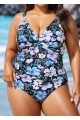 Plus Size V Neck Wrap Adjustable Straps One Piece Swimsuit