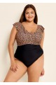 Leopard Print Ruffled Vintage One Piece Swimsuit