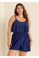 Plus Size Leisure Beach With Ruffle Hem Detailed Romper One Piece Swimsuit