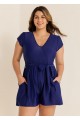 Blue Wrap Pocket Curvy 1 Piece Bathing Suits Romper One Piece Swimsuit
