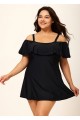 Plus Size Black Tummy Control Stylish One Piece Swimdress