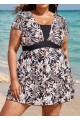 Black Floral Vintage Curvy Swimwear Bathing Suits Swimdress Top