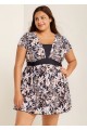 Black Floral Vintage Curvy Swimwear Bathing Suits Swimdress Top