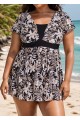 Black Floral Vintage Curvy Swimwear Bathing Suits Swimdress Top