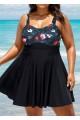 Elegant Floral Twisted Front Adjustable Lady Flowy One Piece Swimdress