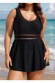 Plus Size V-neck Wide Strap Crochet One Piece Swimdress