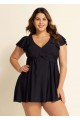 Stylish V Neck Ruffle Sleeves Swimdress Set