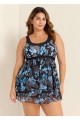 Vintage Blue Floral And Paisley Printed Swimdress Top