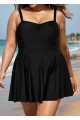Black V Neck Ruched Plus Size Modest Swimdress Swimsuit Top