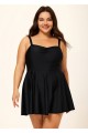 Black V Neck Ruched Plus Size Modest Swimdress Swimsuit Top