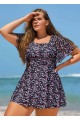 Romantic Floral Flounce Sleeve Square Neck Swimdress Set