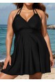 Double Straps Halter Neck V Neck Modest Plus Size Fashion Swimdress Top