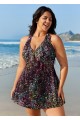 Curvy Black Dot Print Vintage Swimwear Bathing Suits Swimdress Top
