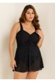 Black V Neck Tie Front Crochet One Piece Swimdress
