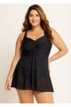 Black V Neck Tie Front Crochet One Piece Swimdress