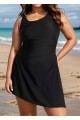 Black Mesh Irregular Straps Side Split One Piece Swimdress