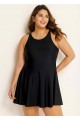 Black High Neck Curvy Swim Dress Swimsuit Two Pieces Swimdress Top