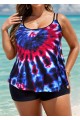 Stylish Colorful Tie Dye Adjustable Double Straps Tankini Top