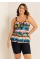 Stylish And Flattering Yellow Tie Dye Adjustable Double Straps Tankini Top