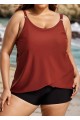 Plus Size Brown Flowy Layered Tankini Top