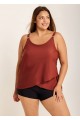 Plus Size Brown Flowy Layered Tankini Top