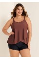 Plus Size Brown Flowy Layered Tankini Top