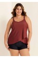Plus Size Brown Flowy Layered Tankini Top