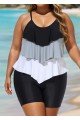 Three Color Layered Pullover Style Casual Tankini Top