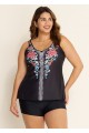 Plus Size Tribal Printed Adjustable Straps Tankini Top