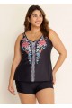 Plus Size Tribal Printed Adjustable Straps Tankini Top