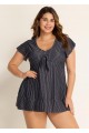 Deep V-neckline Tie Front Women Tankini Top
