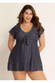 Deep V-neckline Tie Front Women Tankini Top