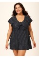 Deep V-neckline Tie Front Women Tankini Top