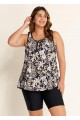 Black Floral Loose Fit Plus Size Women Tankini Top