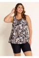 Black Floral Loose Fit Plus Size Women Tankini Top