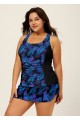 Purple Plants Print Square Neck Women Classy Racerback Tankini Set