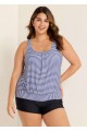 Plus Size Scoop Neck Striped Loose Modest Tankini Top