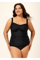 Stylish Black Twisted Front Ruched Tummy Control Tankini Top