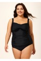 Stylish Black Twisted Front Ruched Tummy Control Tankini Top