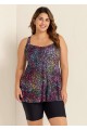 Fashionable Colorful Dot Square Neck Flowy Women Tankini Top