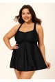Fashionable Black Square Neck Flowy Plus Size Modest Women's Tankini Swimsuit Top